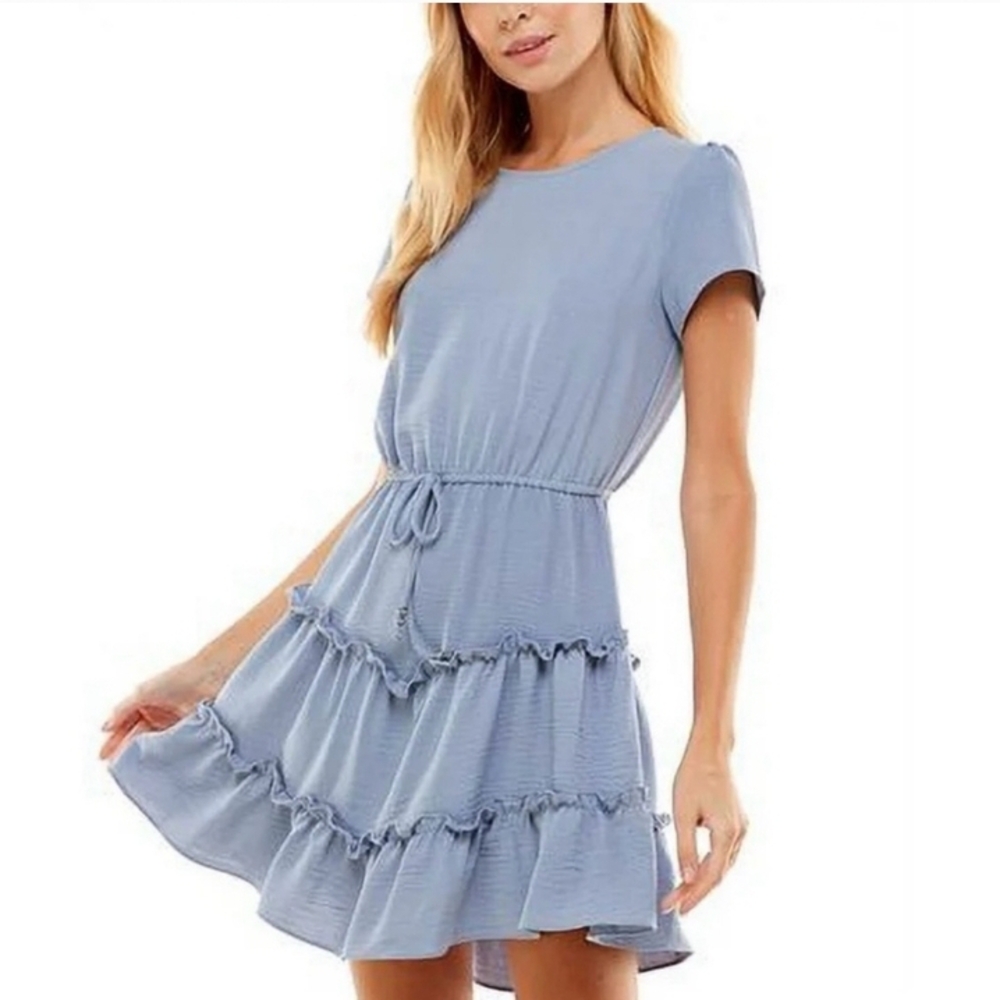 City Studio Periwinkle Tiered Dress  Wedding Guest Western Line Dancing Cowgirl